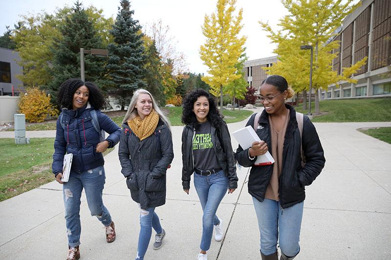 students walking on campus